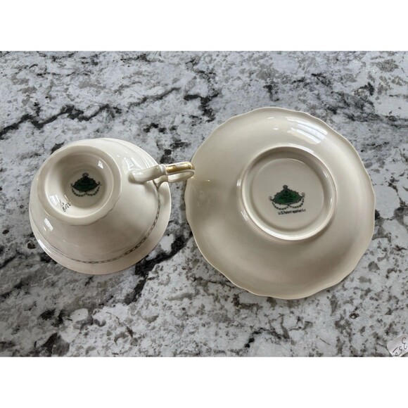 Vintage Rosenthal Bavaria Ivory Germany Floral Footed Tea Cup Saucer Gold Accent - Picture 5 of 12